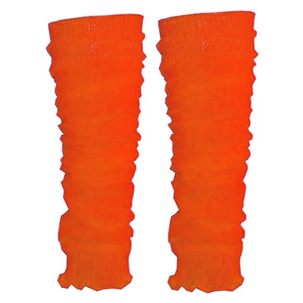 1 Pair Women's Knit Leg Warmers 80s Dance Yoga Long Socks Costume Neon Orange