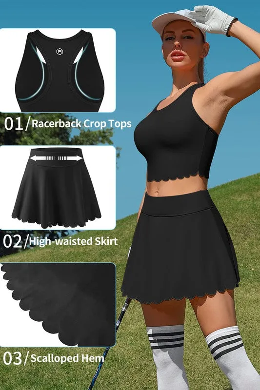 2 Piece Tennis Dresses Workout Dress with Shorts-2401