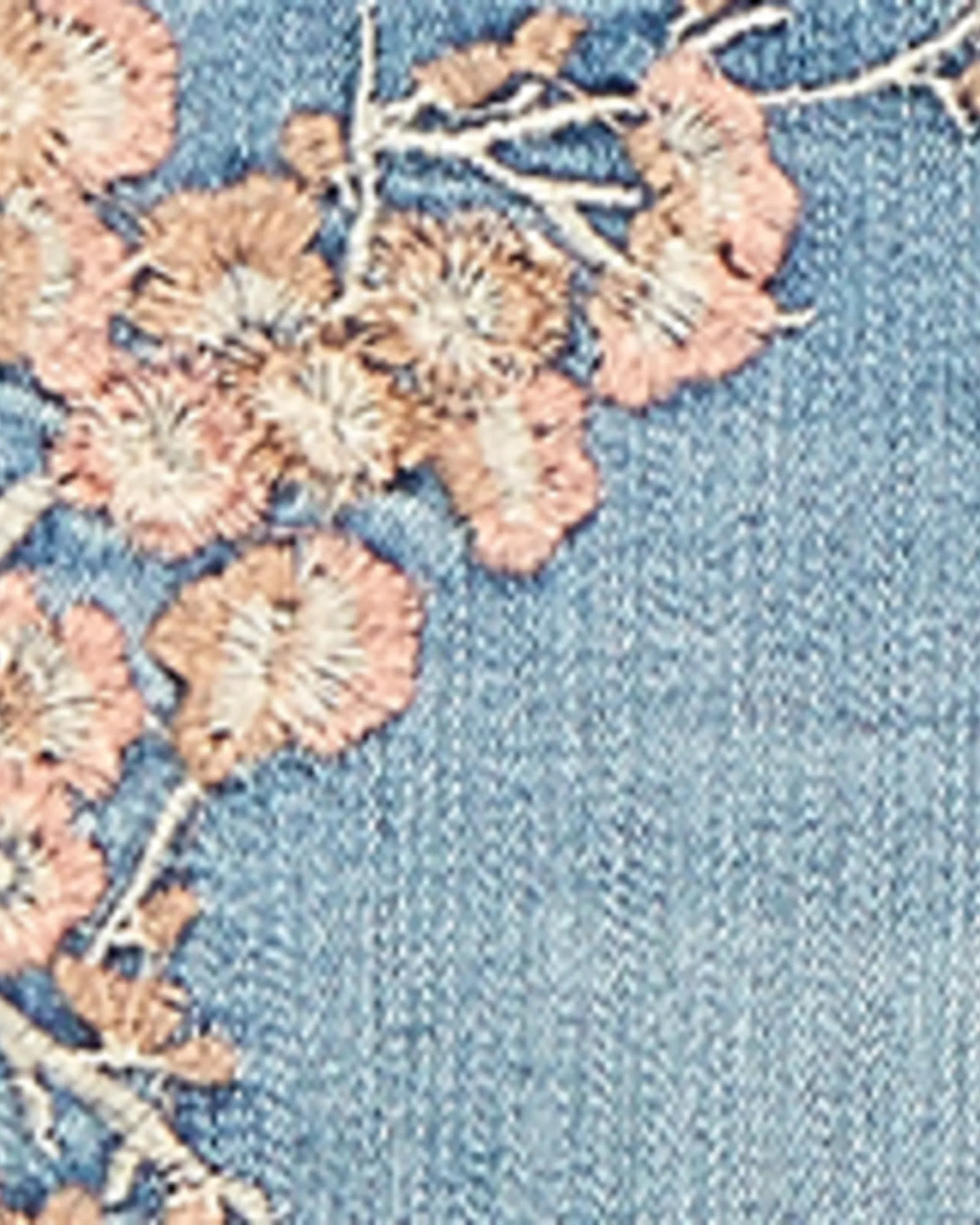 Albany Embroidered Midi Short | Light Wash / Pink