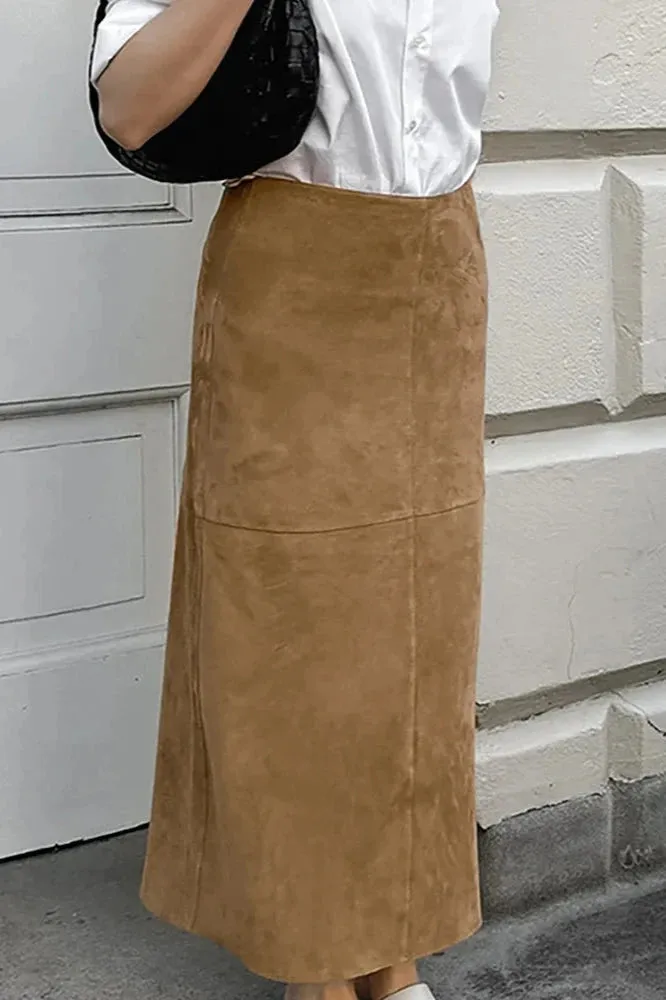 Autumn Maxi Suede Skirt