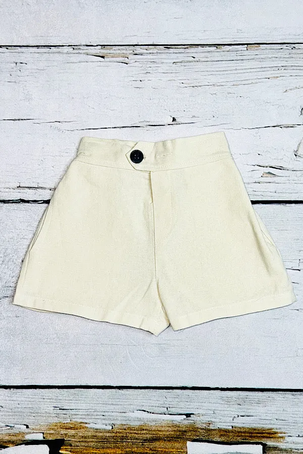 Beige girls short w/black button 230121M
