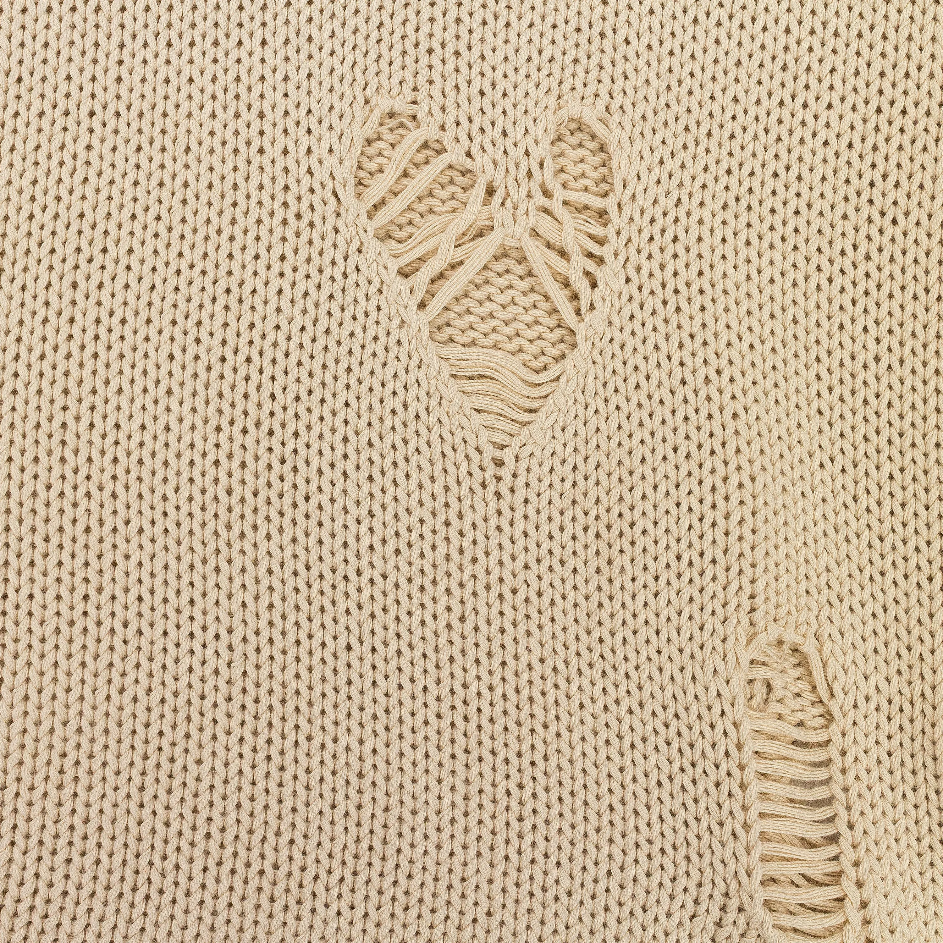 BEIGE RIPPED CREW NECK SWEATSHIRT
