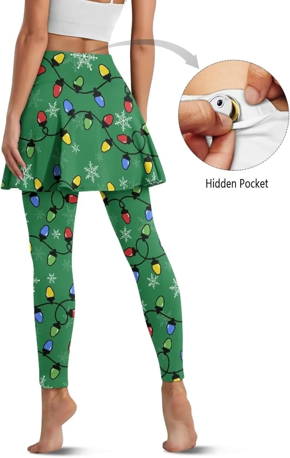 Biyejit Women Tennis Skirted Leggings with Pockets, Yoga Leggings with Skirts Athletic Golf Skapri with Skirt