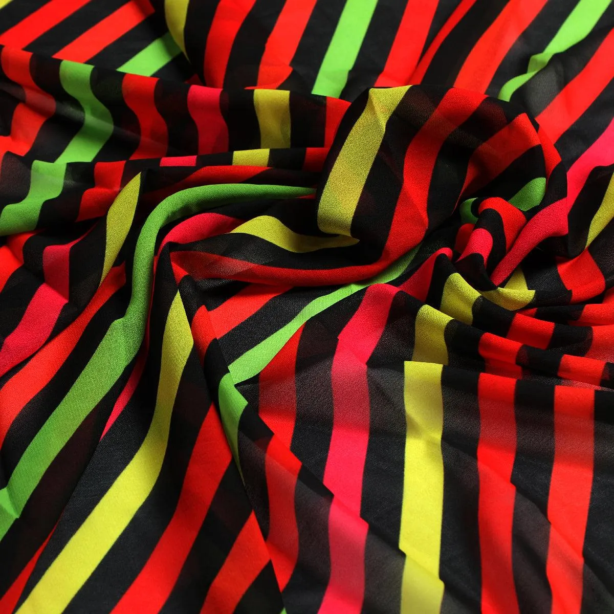 Black Regimental Strips Weightless Printed Fabric