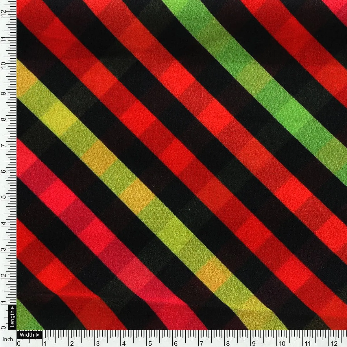 Black Regimental Strips Weightless Printed Fabric