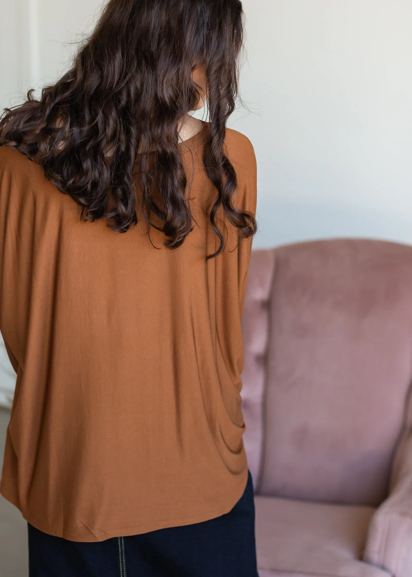 Boxy Smocked Cuff Modal Jersey Top - FINAL SALE