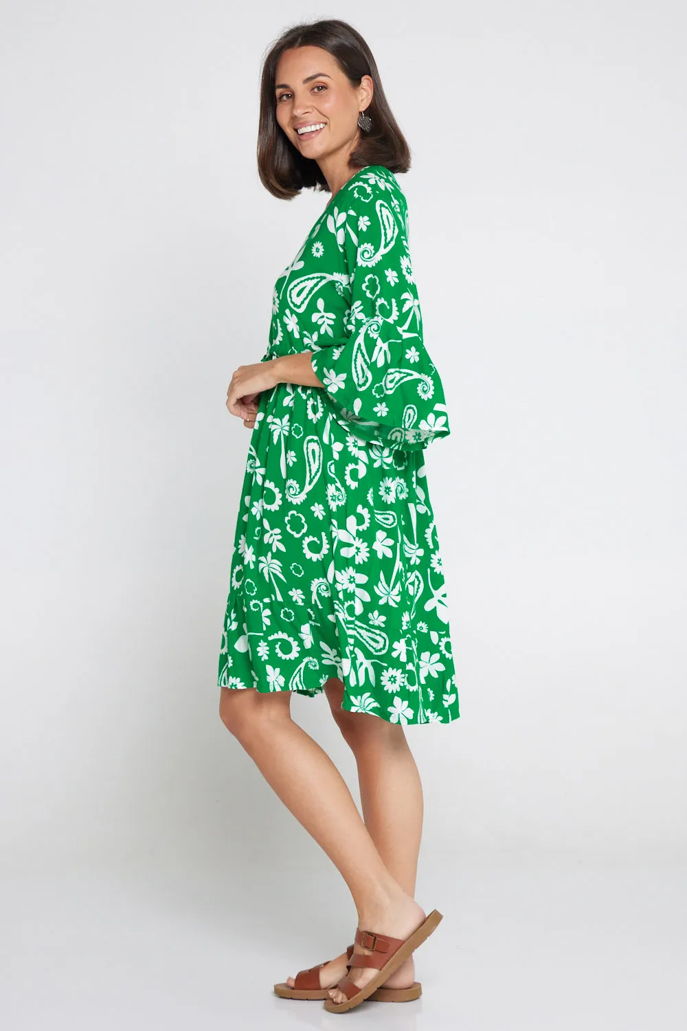 Brunswick Dress - Emerald Paisley