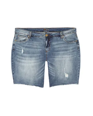 Clove Bermuda Short with Frayed Hem | Dark Wash