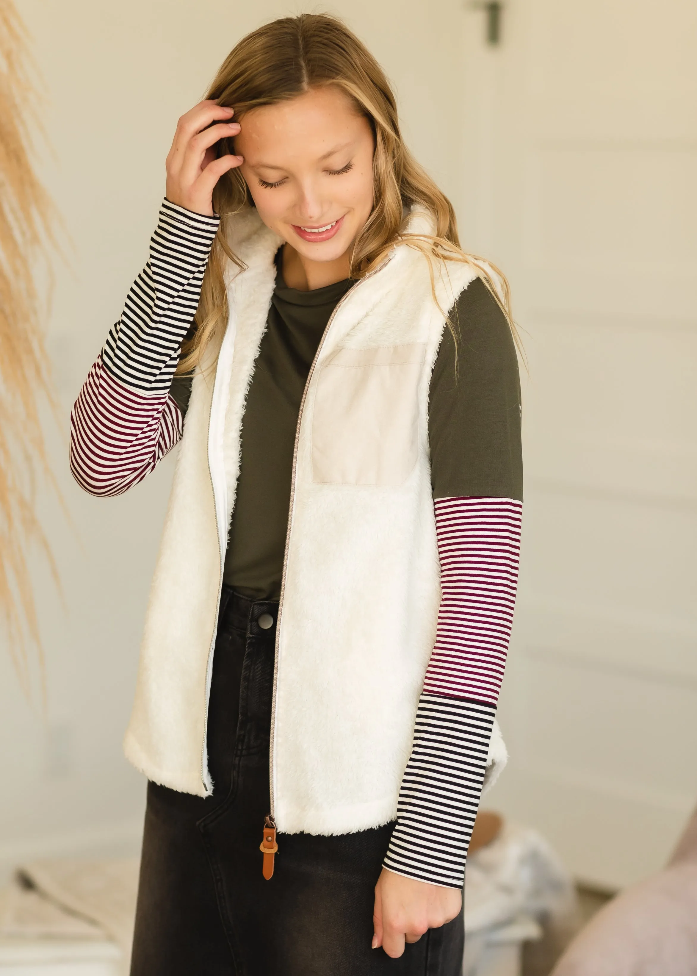 Cream Soft Sherpa Vest - FINAL SALE
