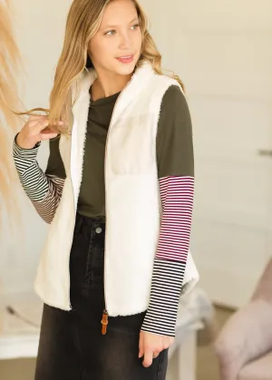 Cream Soft Sherpa Vest - FINAL SALE