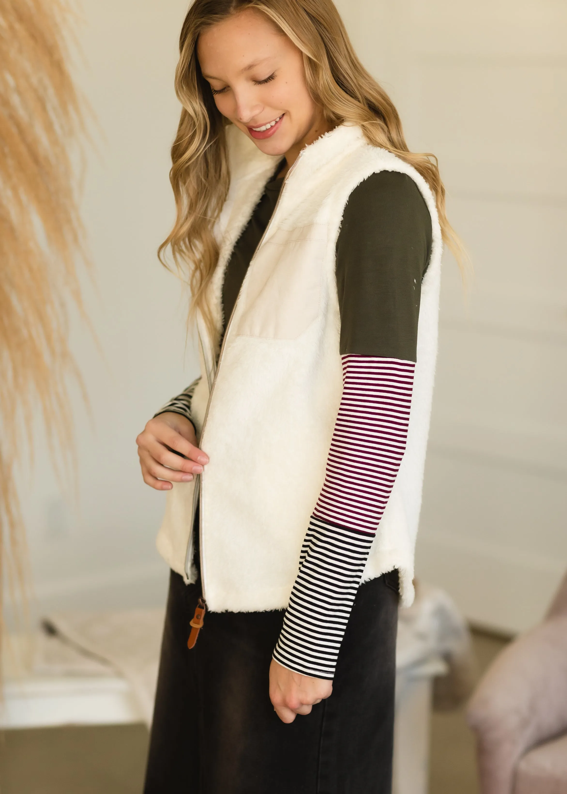 Cream Soft Sherpa Vest - FINAL SALE