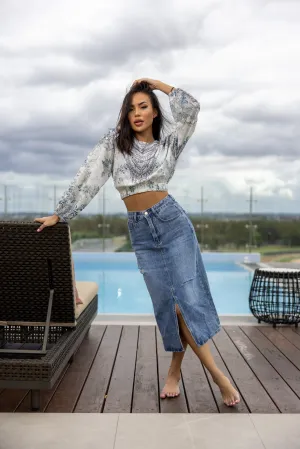 Denim Midi Skirt