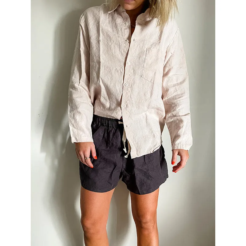 Dusty Pink French Linen Long Sleeve Shirt