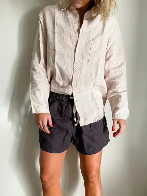 Dusty Pink French Linen Long Sleeve Shirt