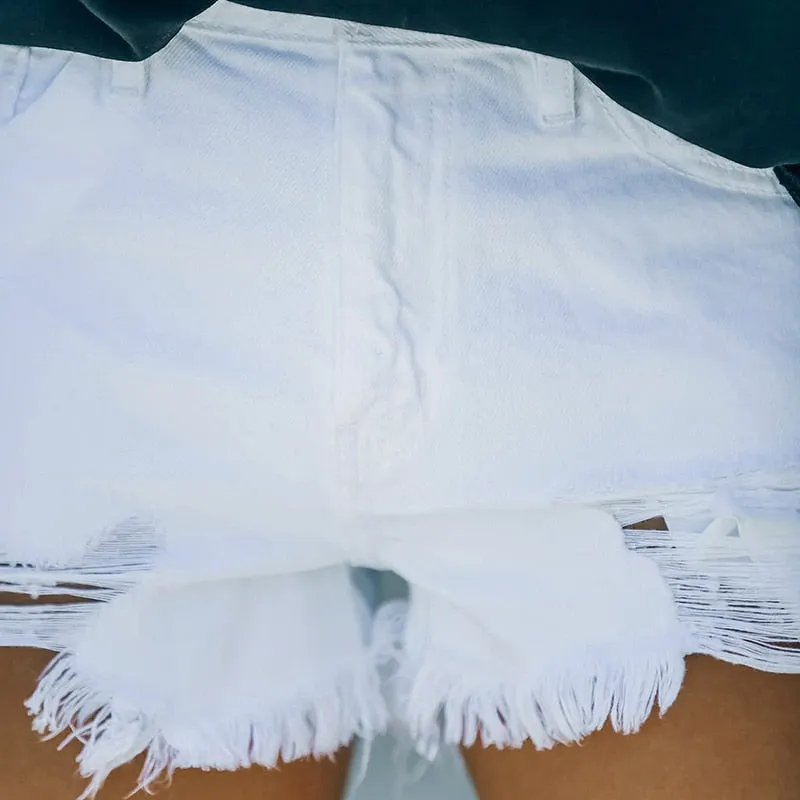 Fashionkova  High Waist Jeans Shorts Fringe Frayed Ripped Casual Hot Shorts With Pockets Summer Fashion Sexy Streetwear Women's Denim Shorts