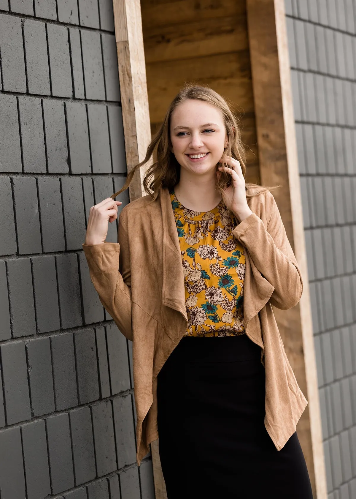 Faux Suede Open Front Jacket - FINAL SALE