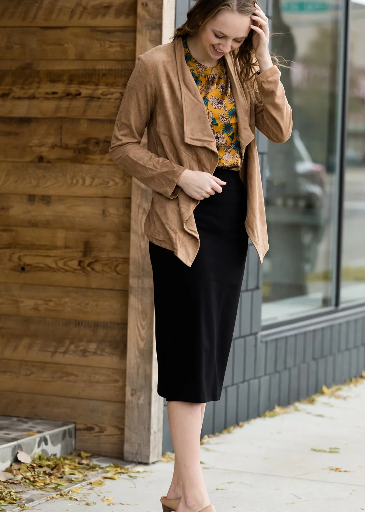 Faux Suede Open Front Jacket - FINAL SALE