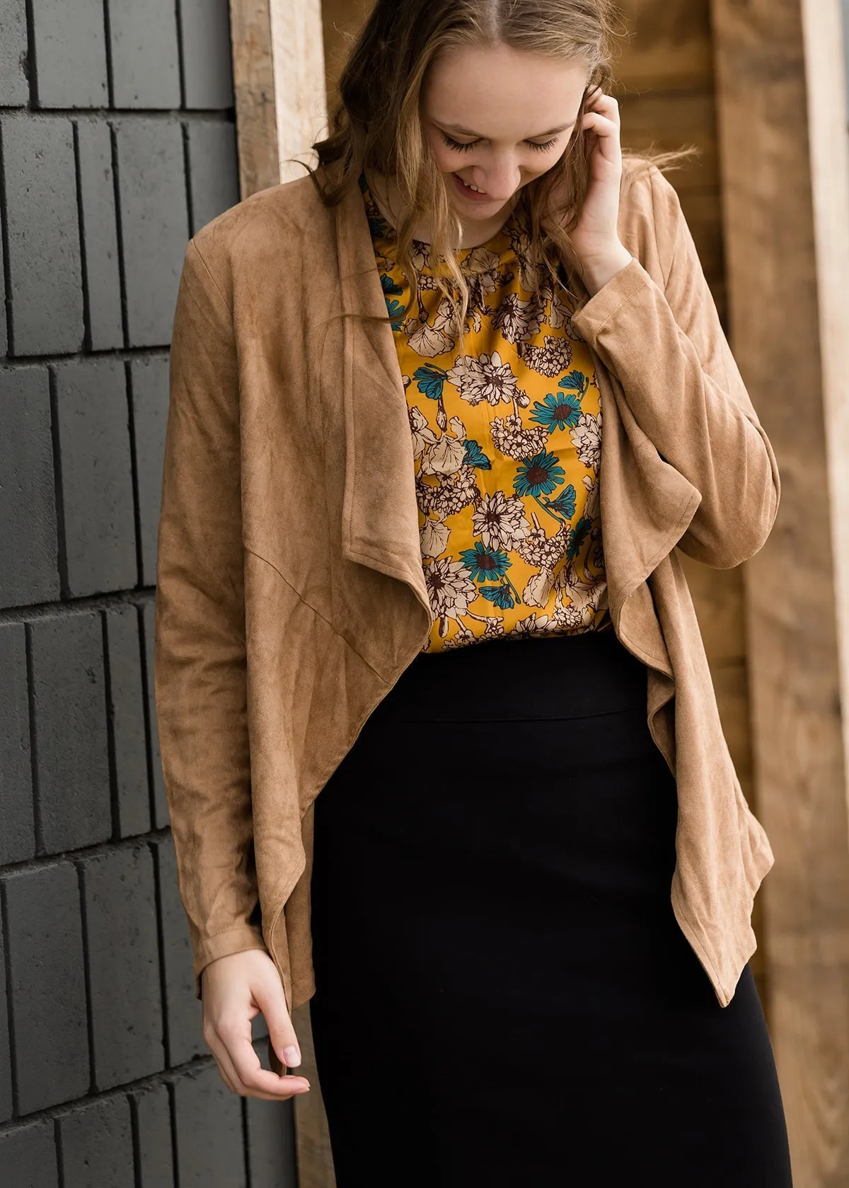 Faux Suede Open Front Jacket - FINAL SALE