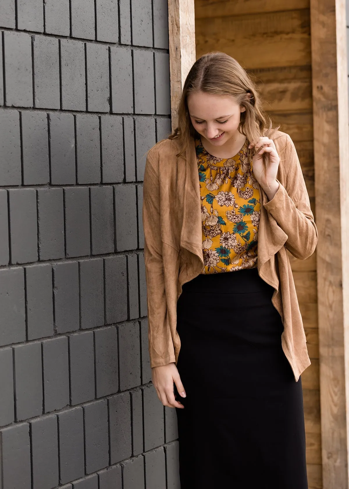 Faux Suede Open Front Jacket - FINAL SALE