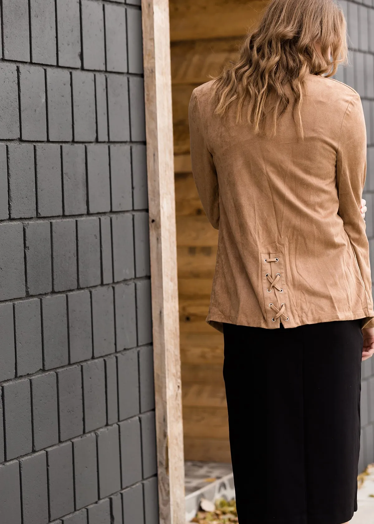 Faux Suede Open Front Jacket - FINAL SALE