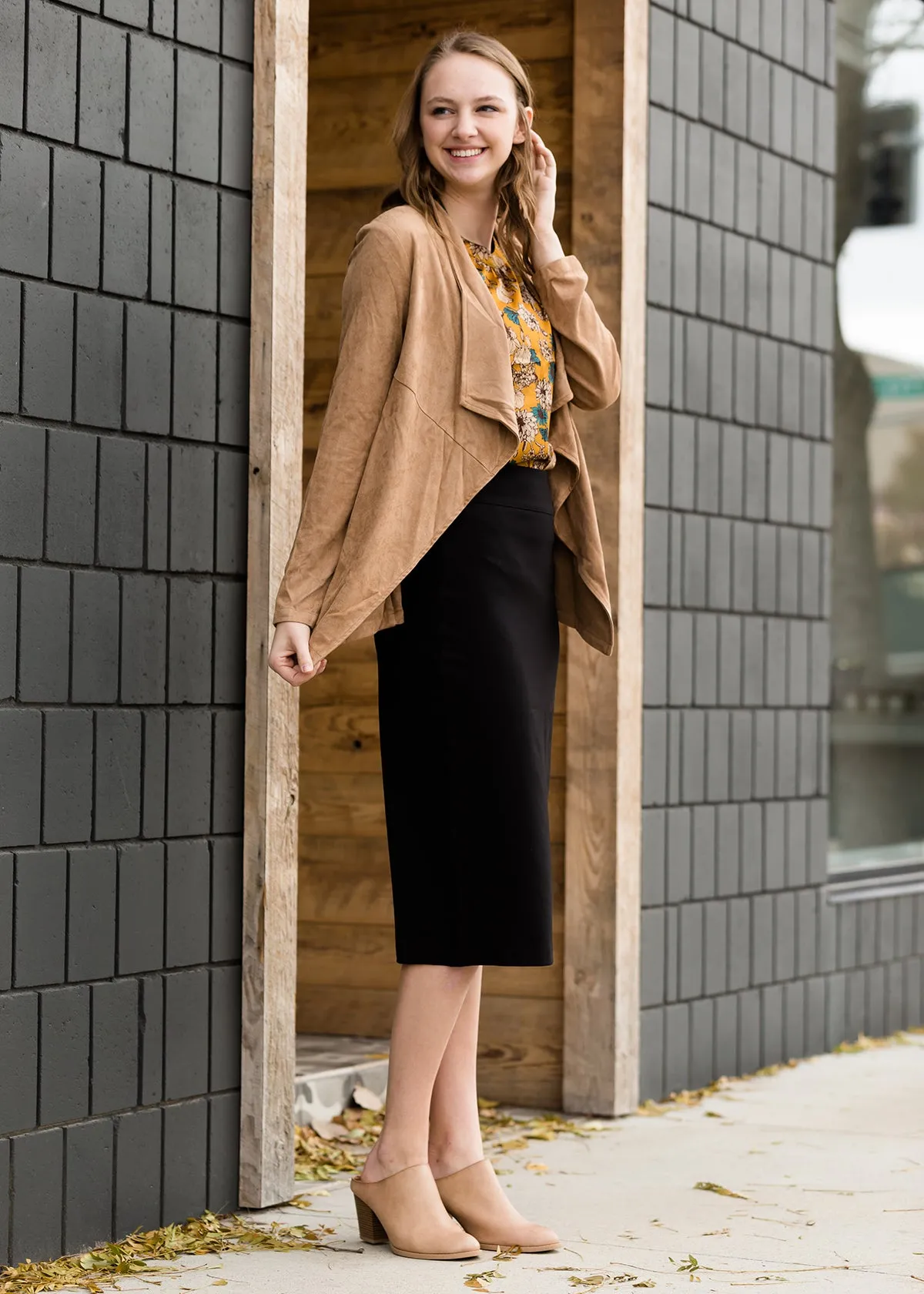Faux Suede Open Front Jacket - FINAL SALE