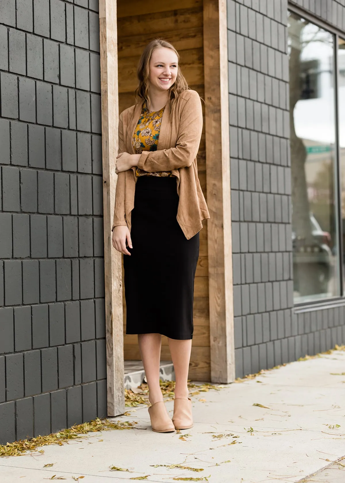 Faux Suede Open Front Jacket - FINAL SALE