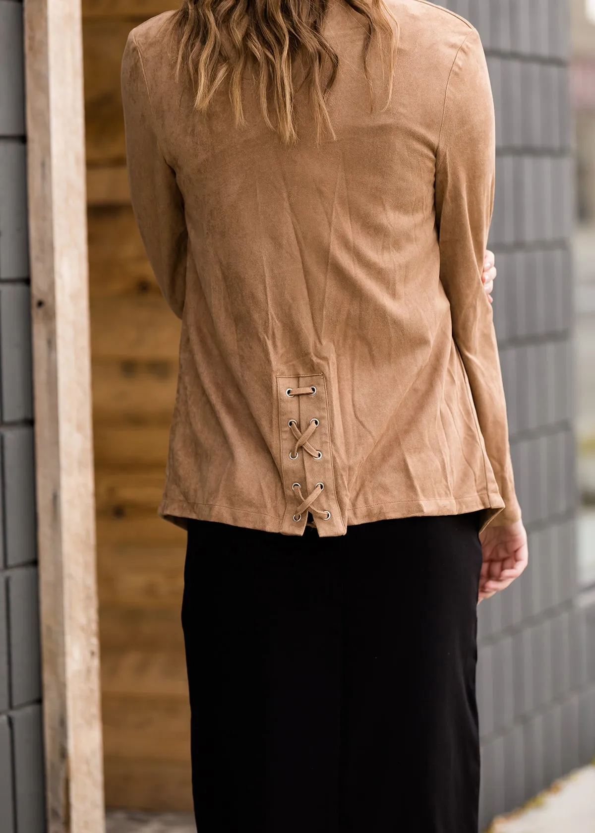 Faux Suede Open Front Jacket - FINAL SALE