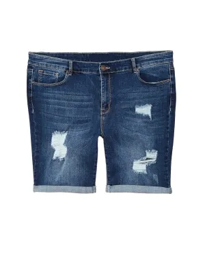 Gerristen Distressed Bermuda Short | Dark Wash