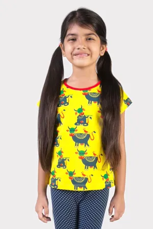 Girl Yellow Cow Top
