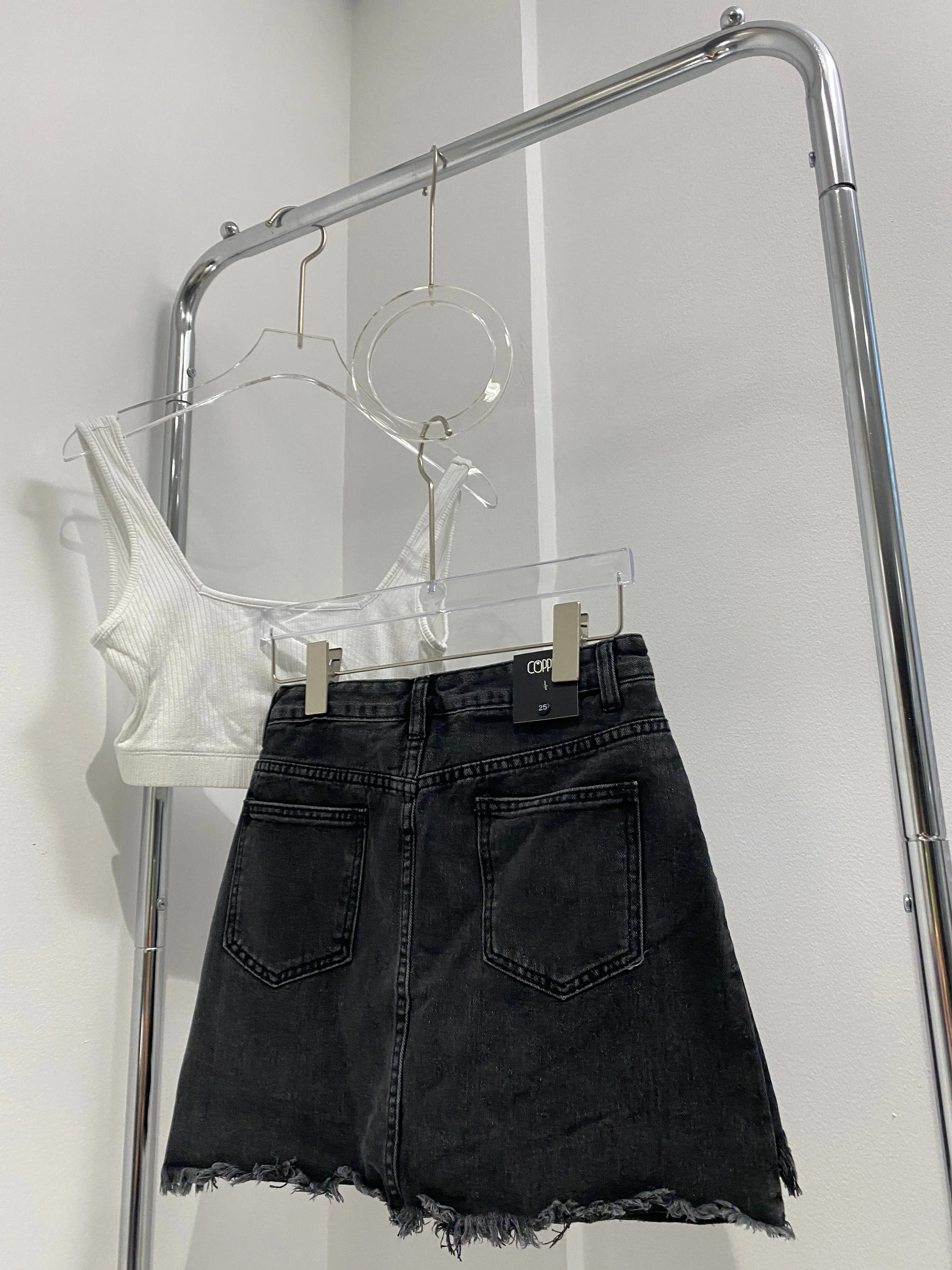 [Good Jeans] Torn Apart Denim Skirt - Black