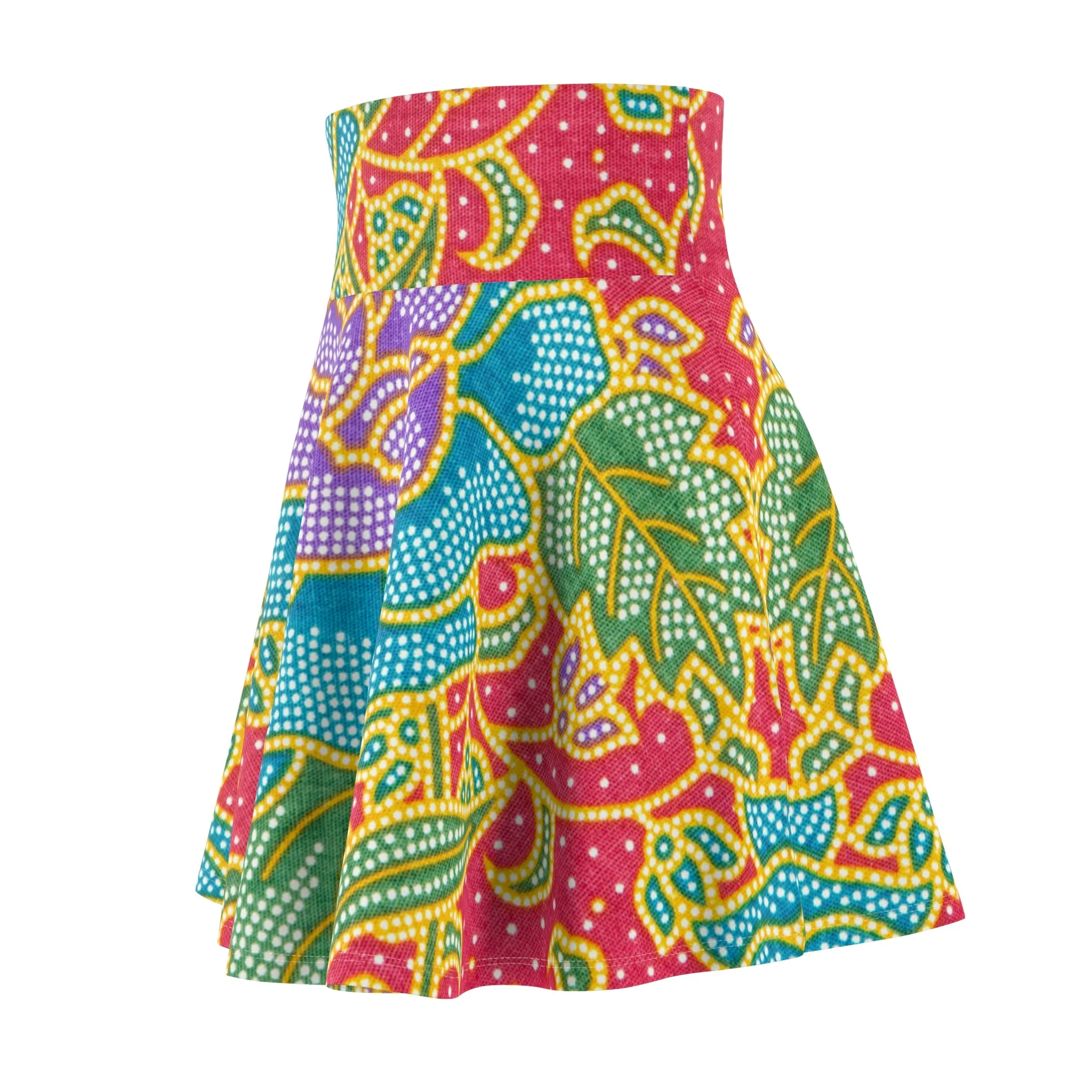 Green and red flowers - Inovax Woman's Skater Skirt