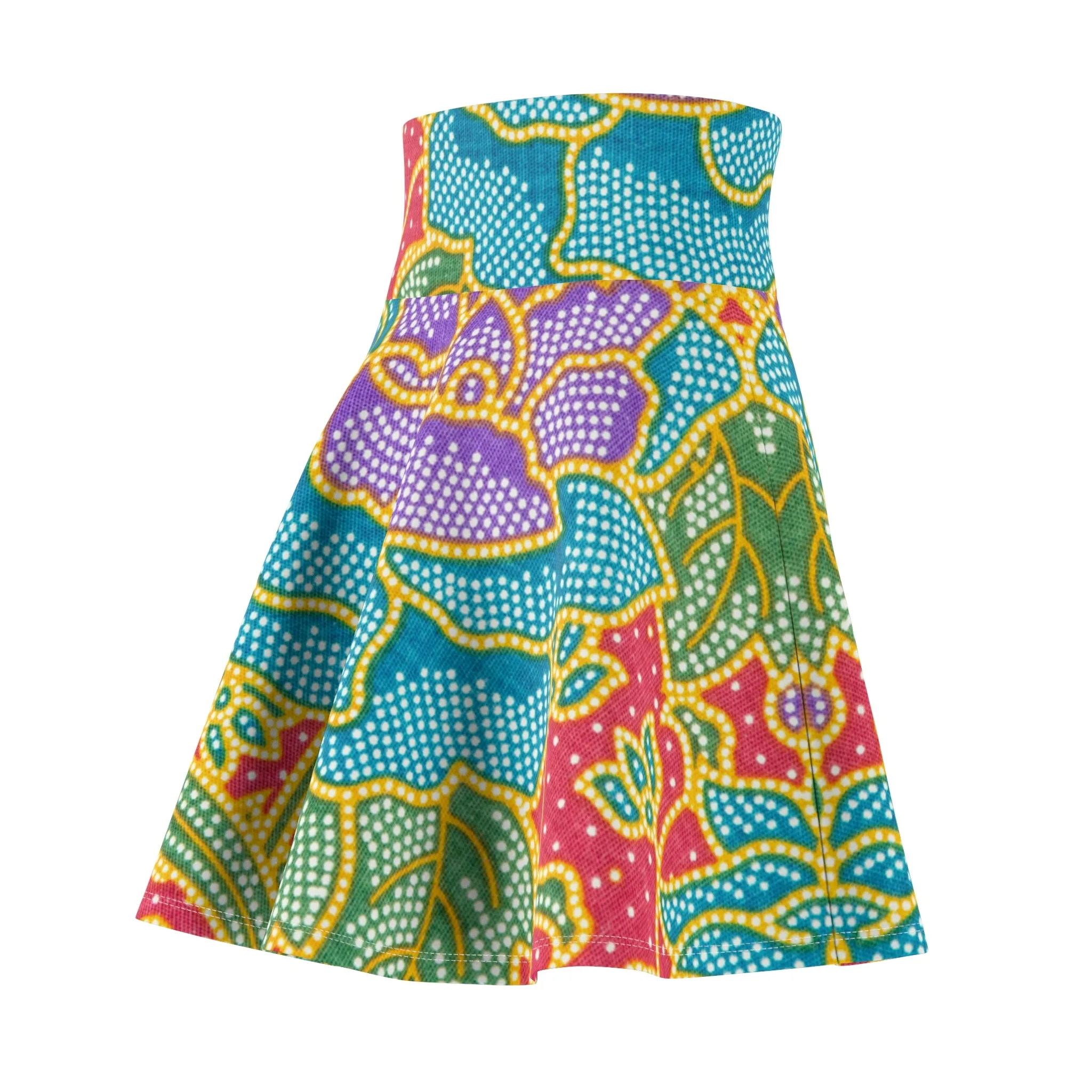 Green and red flowers - Inovax Woman's Skater Skirt