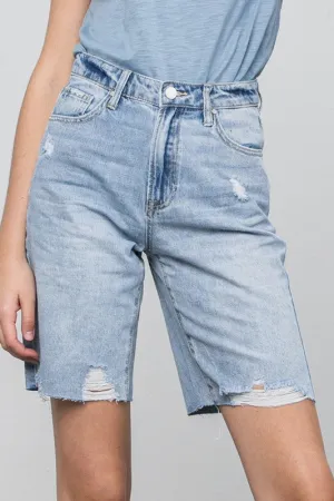 HI RISE PREMIUM BOTTOM HEM DISTRESSED  BERMUDA