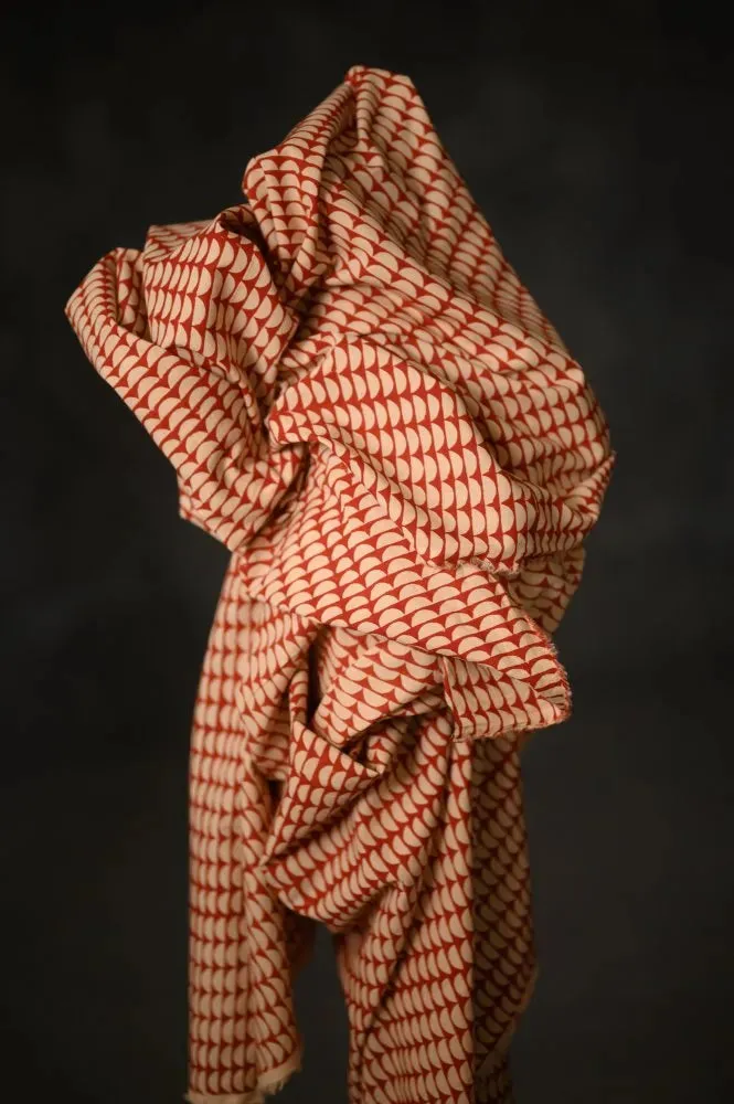 Indian Cotton / Hand Block Print / Semi Circle Red