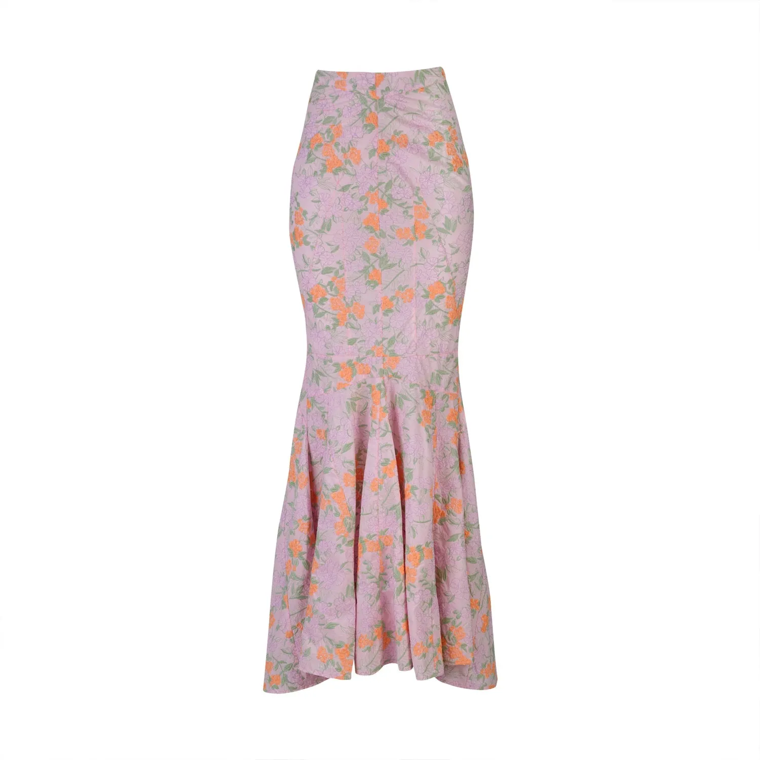 Lilac & Orange Floral Maxi Skirt