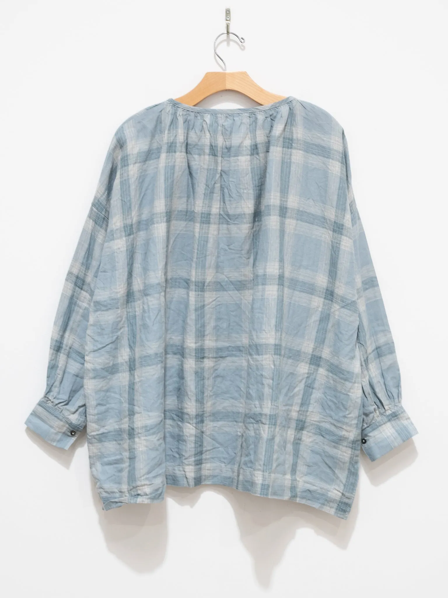 Linen Check Blouse - Sax Blue
