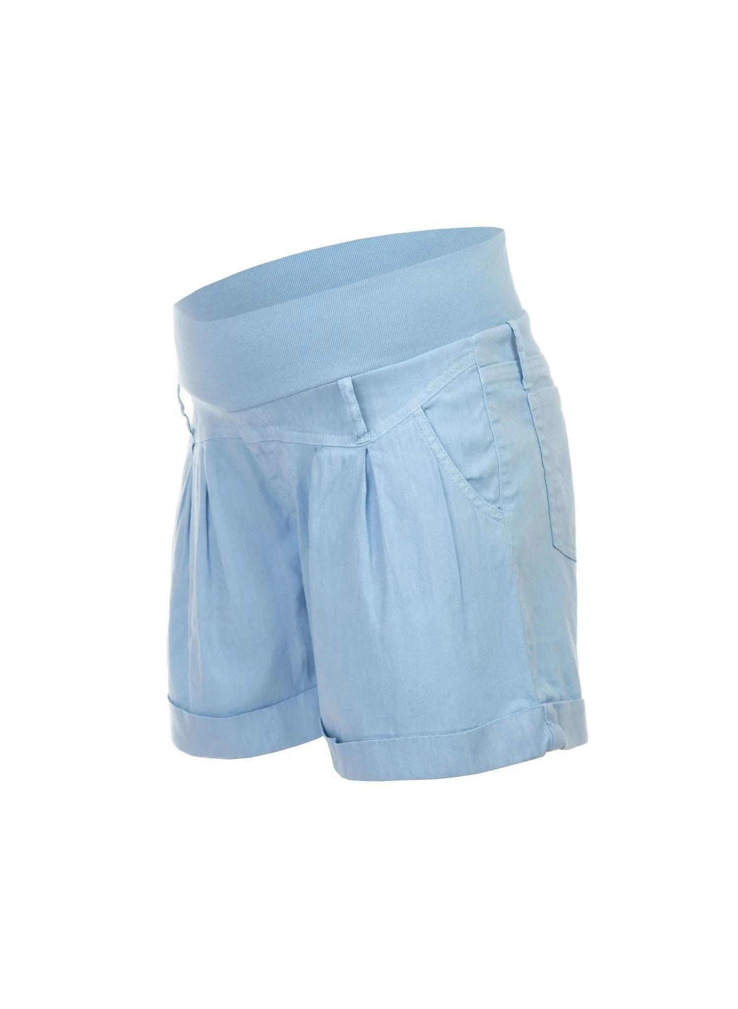 Linen Mini Maternity Shorts - Cashmere Blue