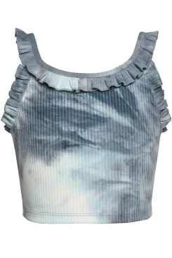 Little l Big Girls Ruffle Tie Dye Semi Crop Tank Top