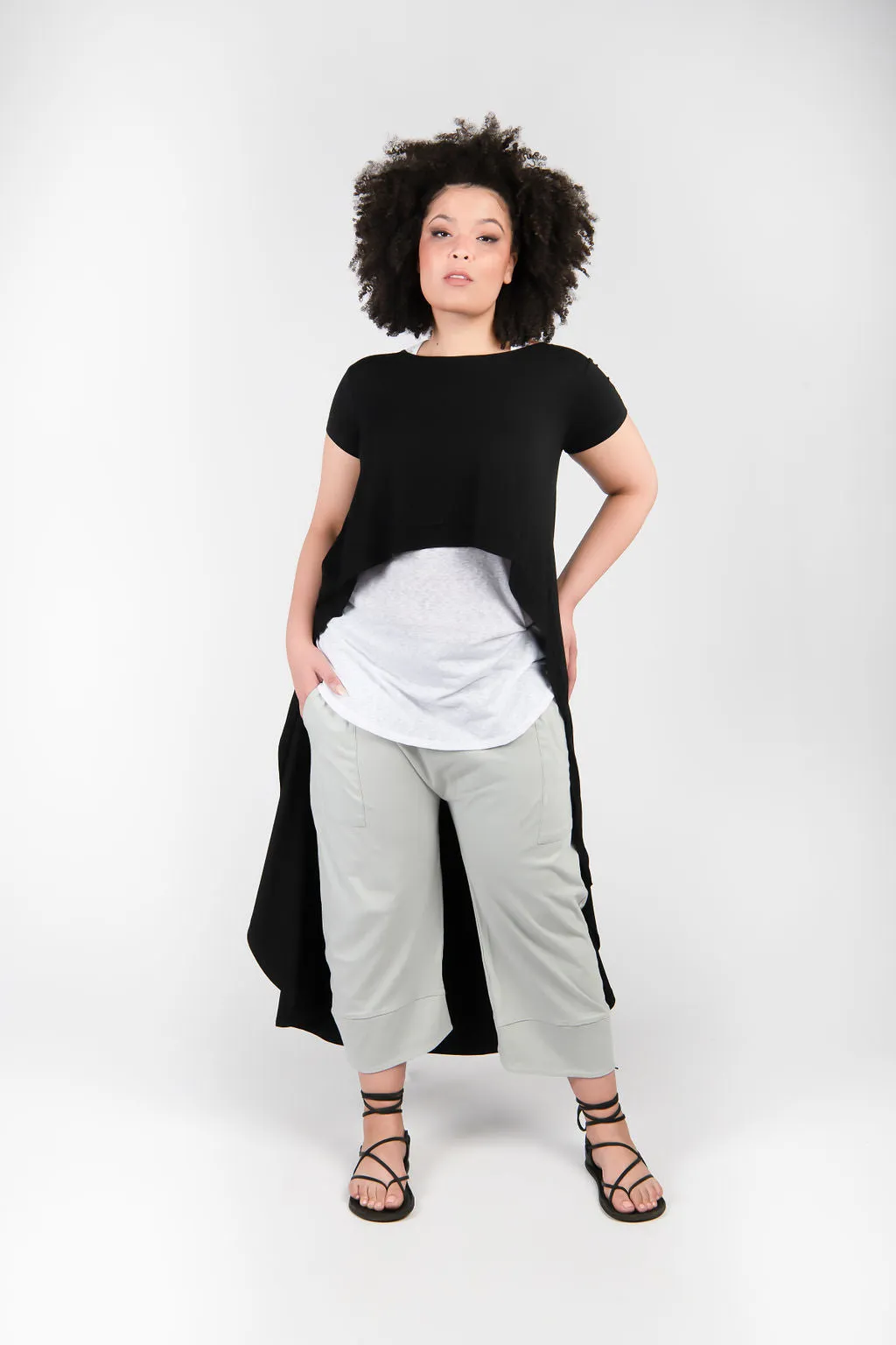 Long Back Top With Cap Sleeve