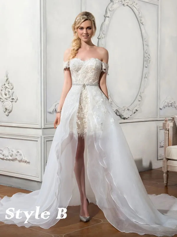 Lovely Lace Mermaid Wedding Dresses With Detachable Skirts