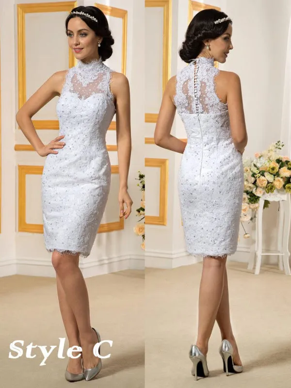Lovely Lace Mermaid Wedding Dresses With Detachable Skirts