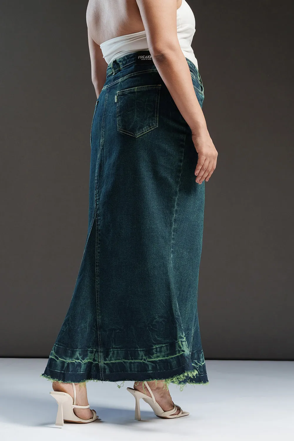 Lush Lagoon Curve Denim Mermaid Skirt