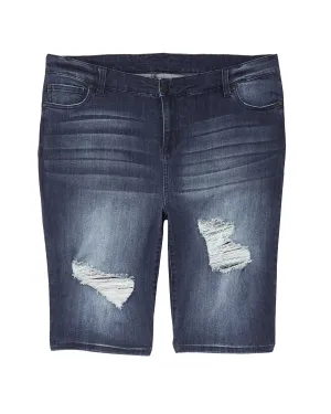 Nova Distressed Bermuda Shorts | Medium Wash