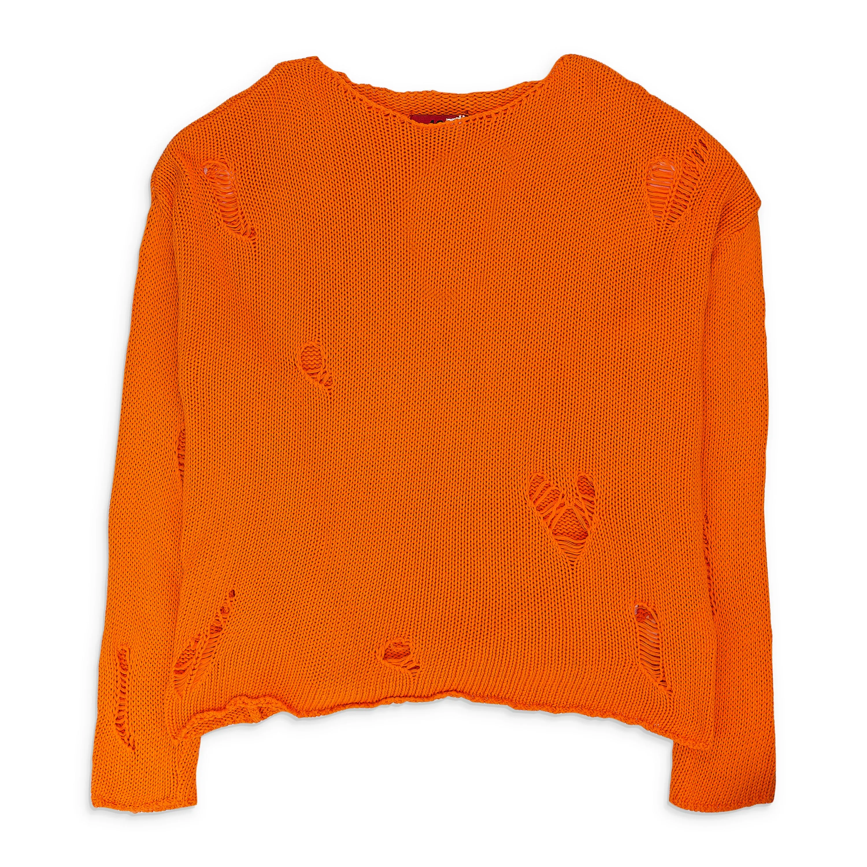 ORANGE RIPPED CREW NECK SWEATSHIRT