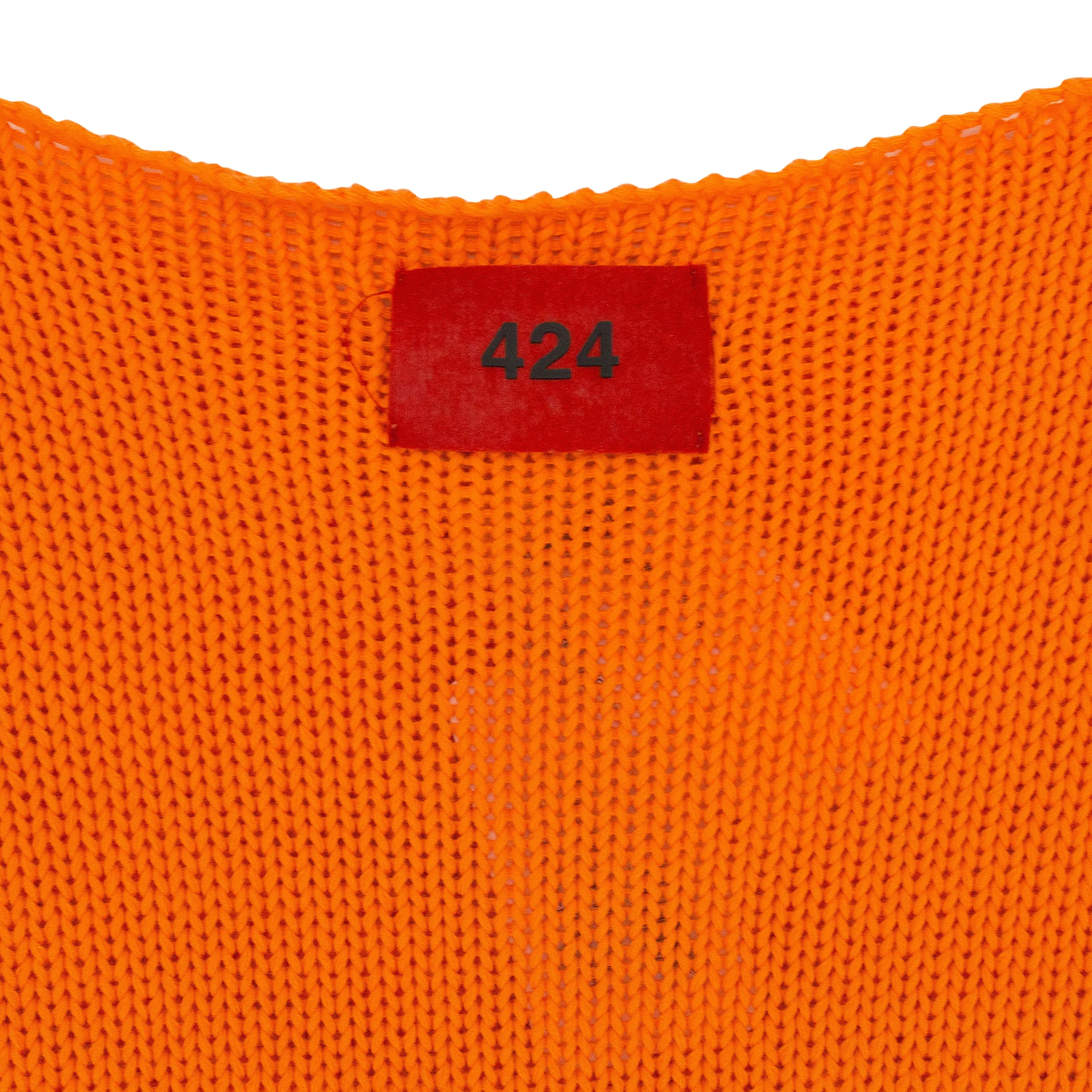 ORANGE RIPPED CREW NECK SWEATSHIRT