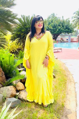 RAYON YELLOW KAFTAN FOR WOMEN