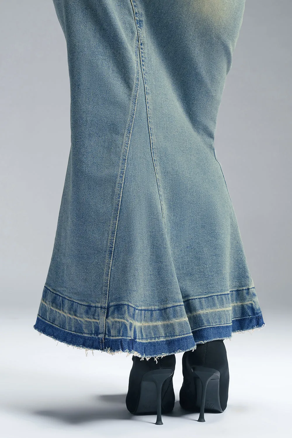 Retro Trail Denim Mermaid Skirt