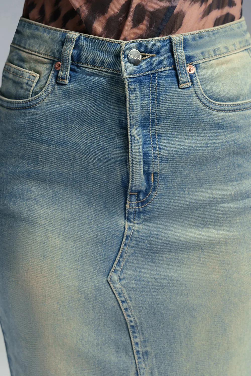 Retro Trail Denim Mermaid Skirt