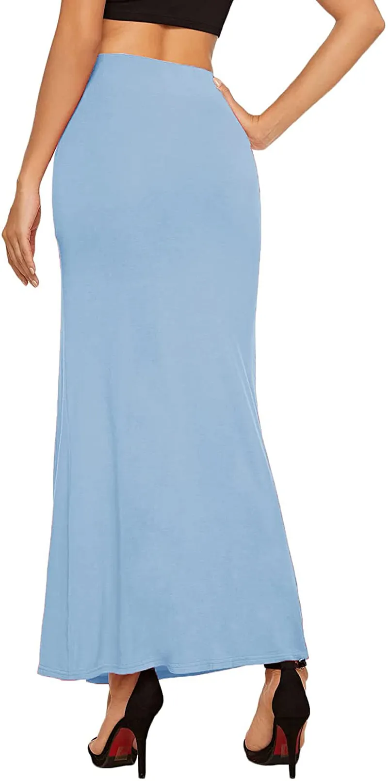Verdusa Women's Solid Color High Waist Side Split Maxi Skirt