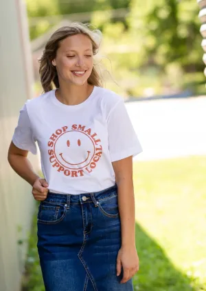 White Short Sleeve Shop Small T-shirt